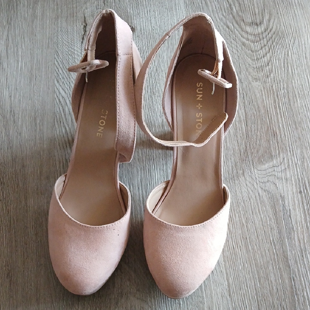 Sun + Stone Blush Pink Ankle Strap Heels